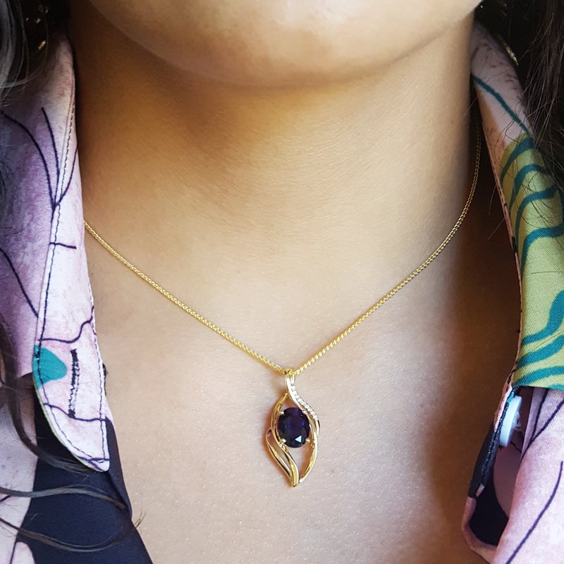 Arizona Amethyst Gold Jewelry Organic Oval Pendant