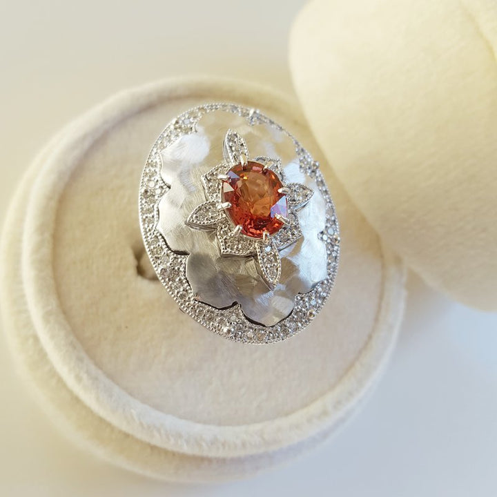 Luxury by Rene Hernandez Orange Spinel Ring