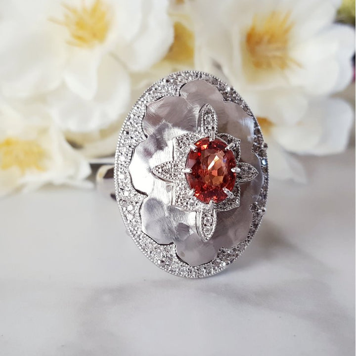 Luxury by Rene Hernandez Orange Spinel Ring