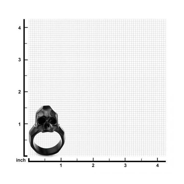 INOX Jewelry Matte Finished Black IP Geometric Skull Ring