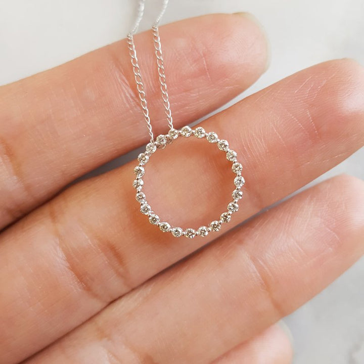 Gems One Diamond Eternity Circle Floating Pendant Necklace In 14k White Gold (1ctw)