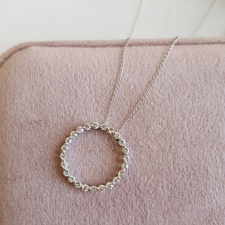 Gems One Diamond Eternity Circle Floating Pendant Necklace In 14k White Gold (1/2ctw) 070552