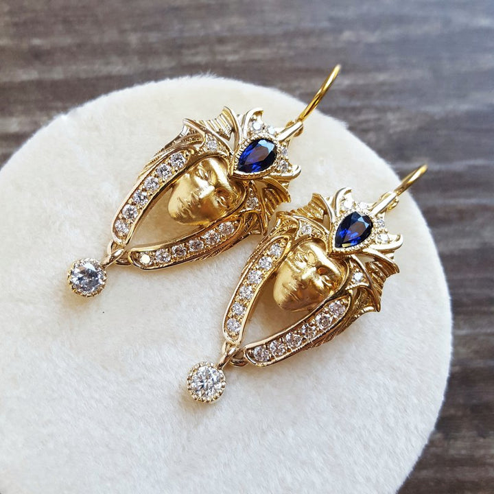 Luxury by Rene Hernandez Egyptian Goddess Face Earrings