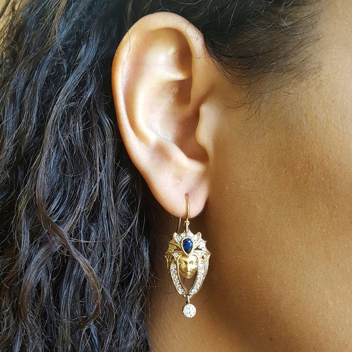 Luxury by Rene Hernandez Egyptian Goddess Face Earrings