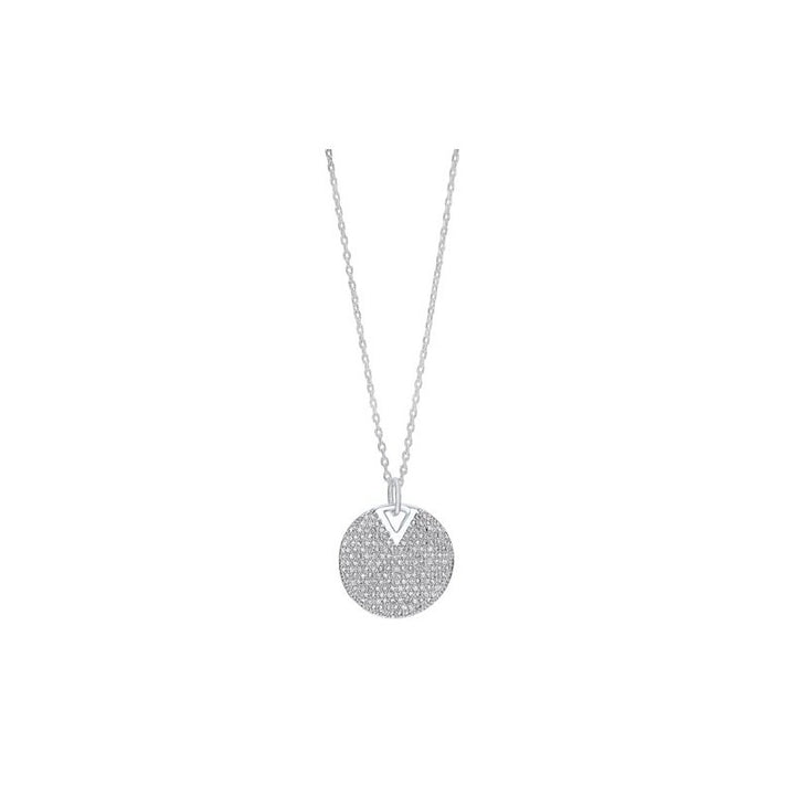 Gems One Cluster Circle Drop CZ Pendant Necklace In Sterling Silver