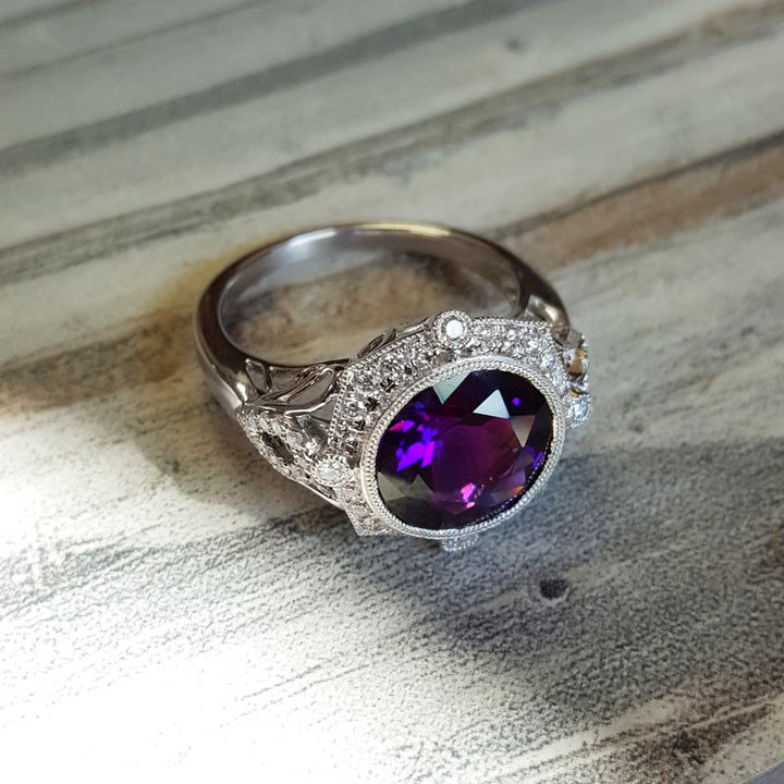 Arizona Amethyst Gold Jewelry Vintage Compass Rose Amethyst Ring