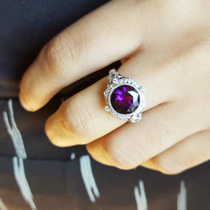 Arizona Amethyst Gold Jewelry Vintage Compass Rose Amethyst Ring