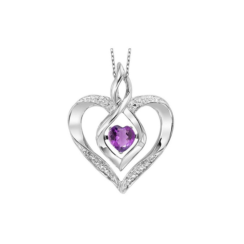 Gems One Synthetic Amethyst Heart Infinity Symbol ROL Rhythm Of Love Pendant In Sterling Silver