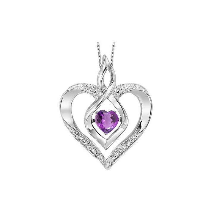 Gems One Synthetic Amethyst Heart Infinity Symbol ROL Rhythm Of Love Pendant In Sterling Silver
