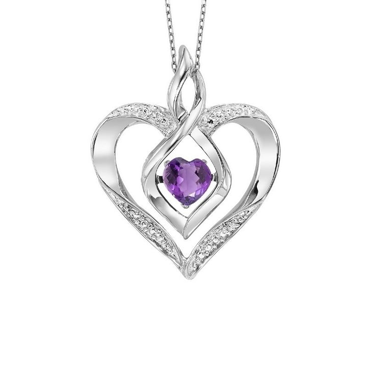 Gems One Synthetic Amethyst Heart Infinity Symbol ROL Rhythm Of Love Pendant In Sterling Silver