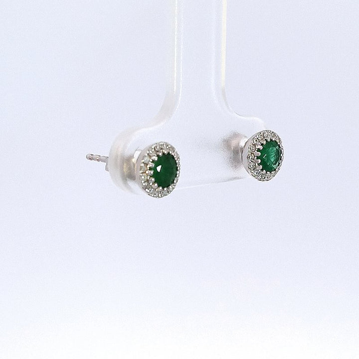 Sami Fine Jewelry White Gold Emerald Studs