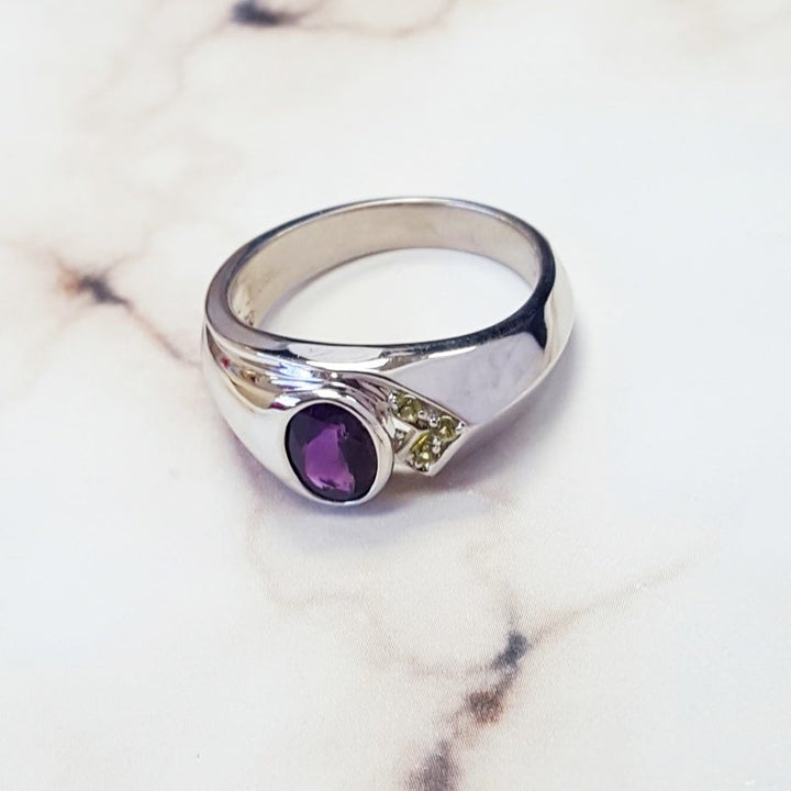 Arizona Amethyst Silver Jewelry Men's Arizona Bezel Ring