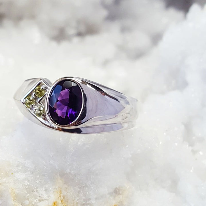 Arizona Amethyst Silver Jewelry Men's Arizona Bezel Ring