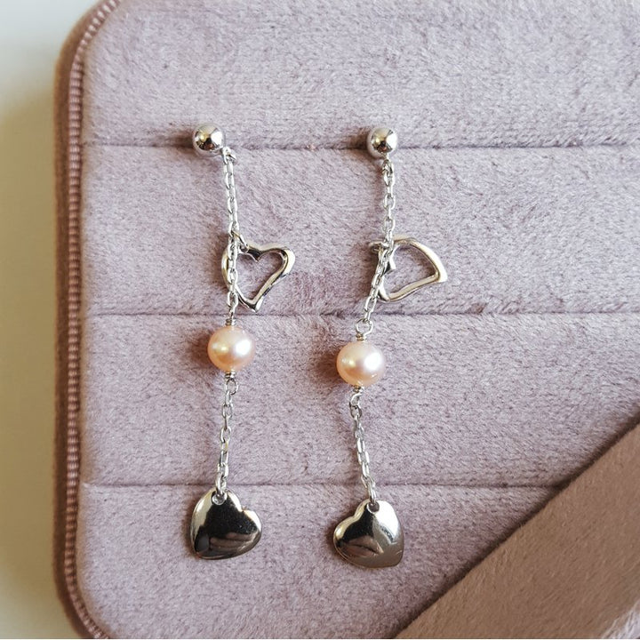 Gems One Hearts and Pearls Dangling Earrings 2412715
