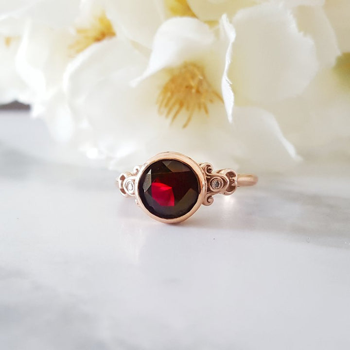 Arizona Anthill Garnet Gold Jewelry Vintage Inspired Garnet Ring