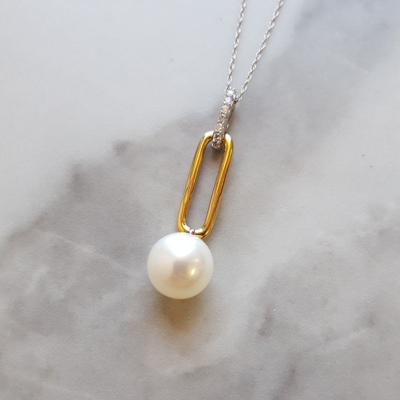 Sami Fine Jewelry Pearl Paperclip Necklace