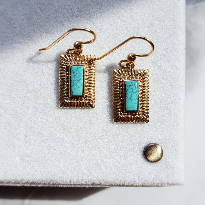 American Gem Collection™ Gold Framed Turquoise Dangles 152282