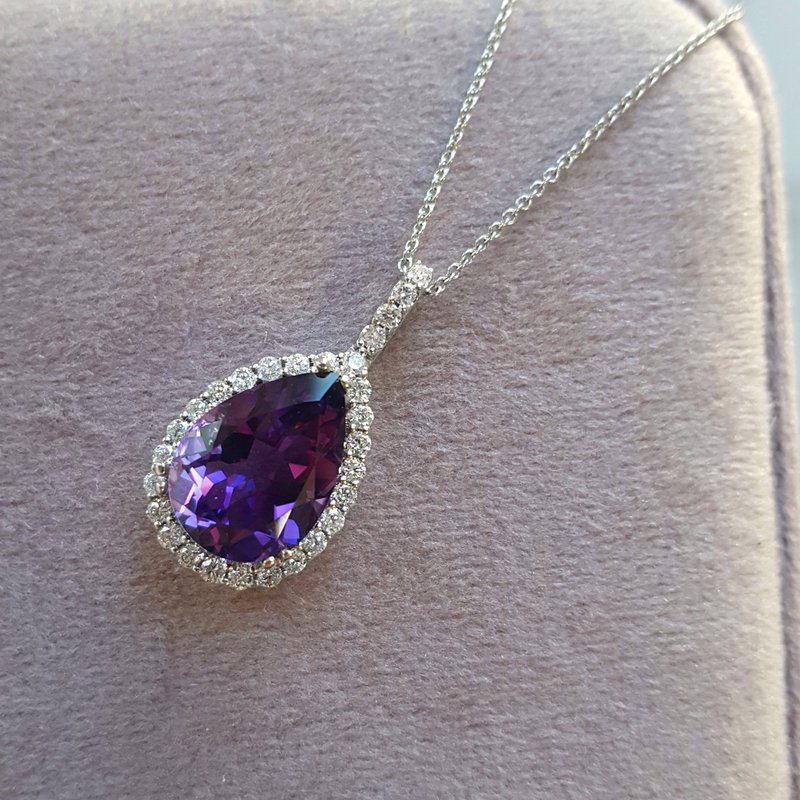 Amethyst Pear Cut Halo Pendant
