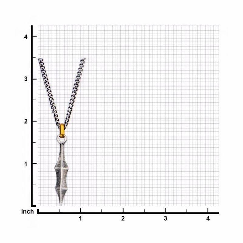 INOX Jewelry Antique Finish with an Antiqued Gold IP Bail Medieval Blade Pendant