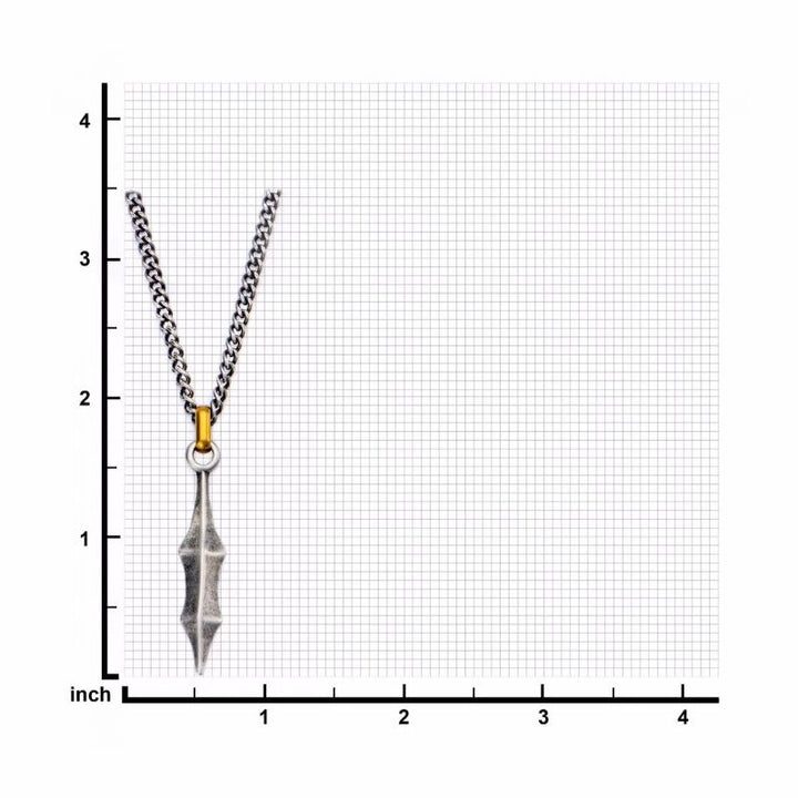INOX Jewelry Antique Finish with an Antiqued Gold IP Bail Medieval Blade Pendant