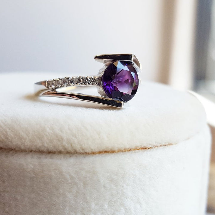Amethyst Open Tension Set Ring