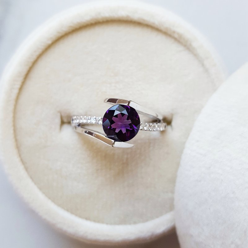 Amethyst Open Tension Set Ring
