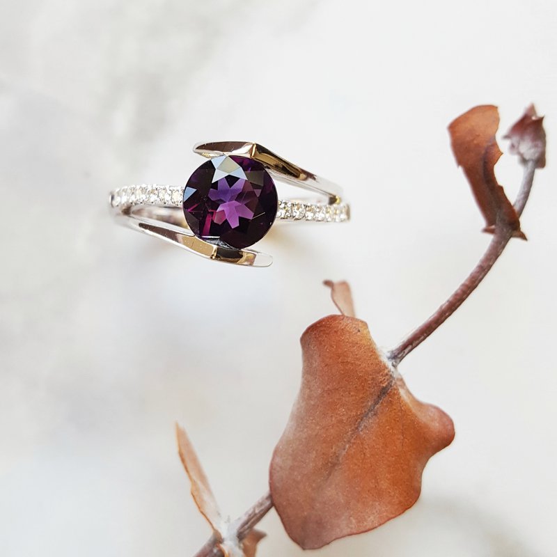 Amethyst Open Tension Set Ring