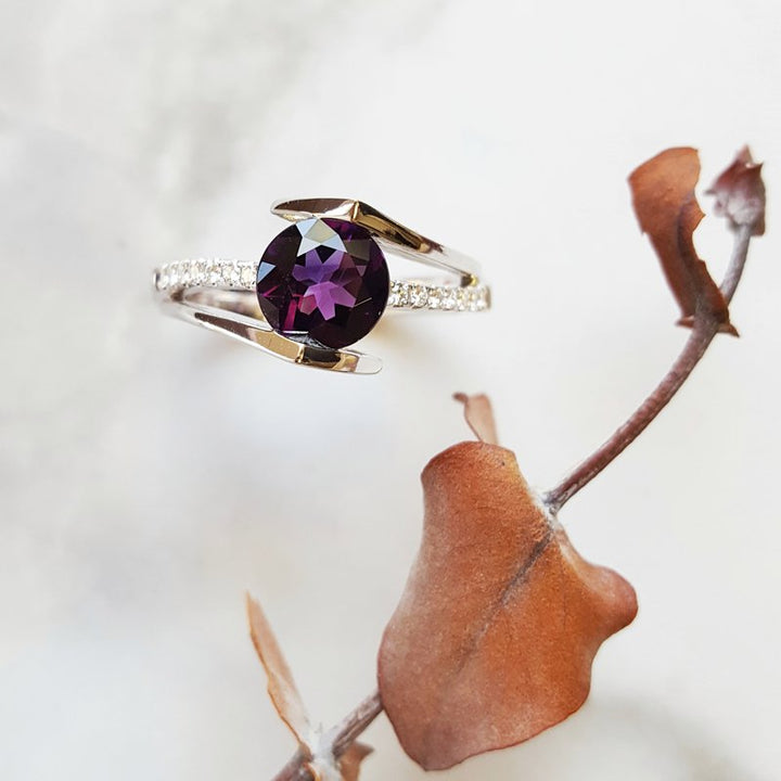 Amethyst Open Tension Set Ring