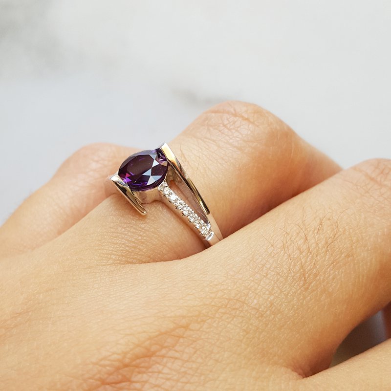 Amethyst Open Tension Set Ring