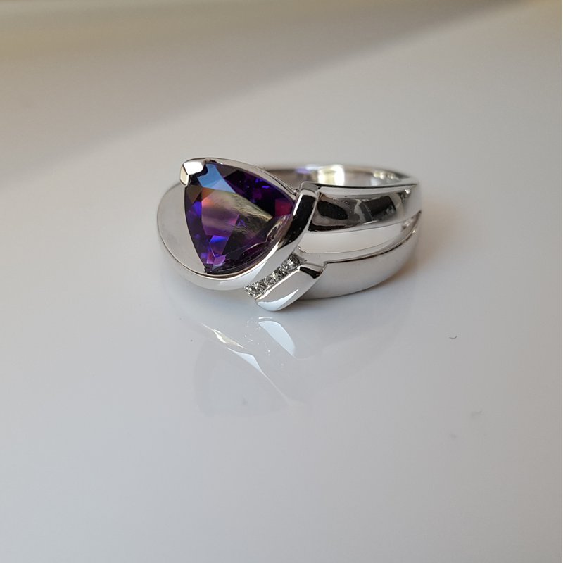   Arizona Amethyst Gold Jewelry Arizona Amethyst Trillion Ring 363181 - Sami Fine Jewelry