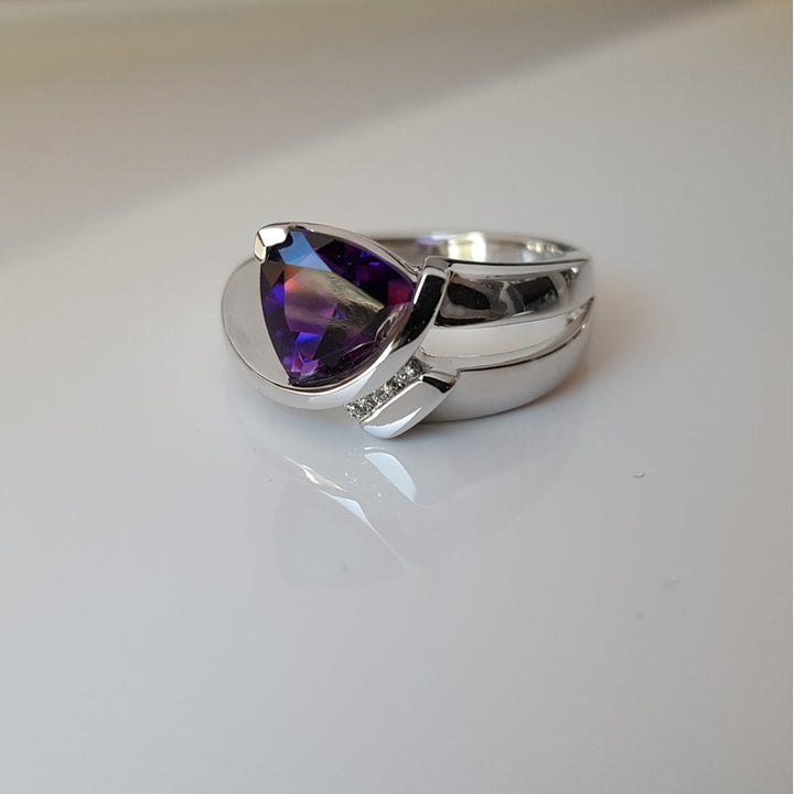   Arizona Amethyst Gold Jewelry Arizona Amethyst Trillion Ring 363181 - Sami Fine Jewelry