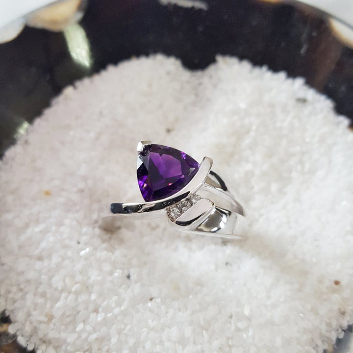 Amethyst Trillion Ring