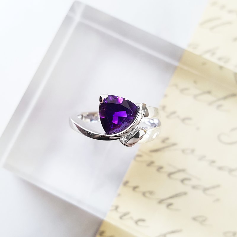 Amethyst Trillion Ring