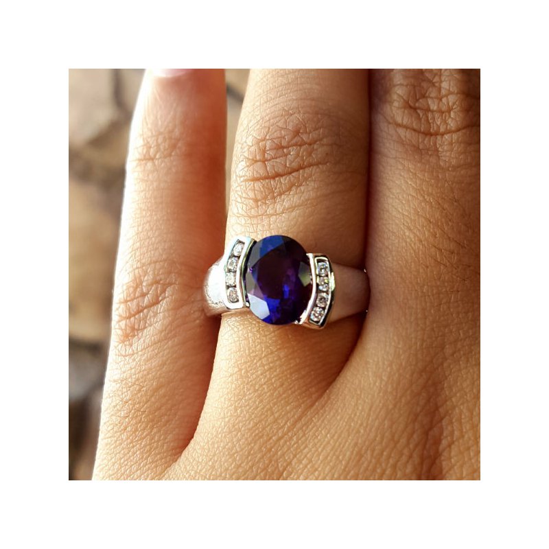 Amethyst Half Bezel Ring
