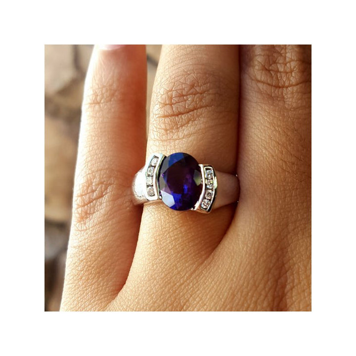 Amethyst Half Bezel Ring