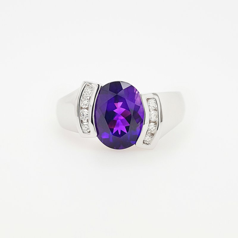 Amethyst Half Bezel Ring