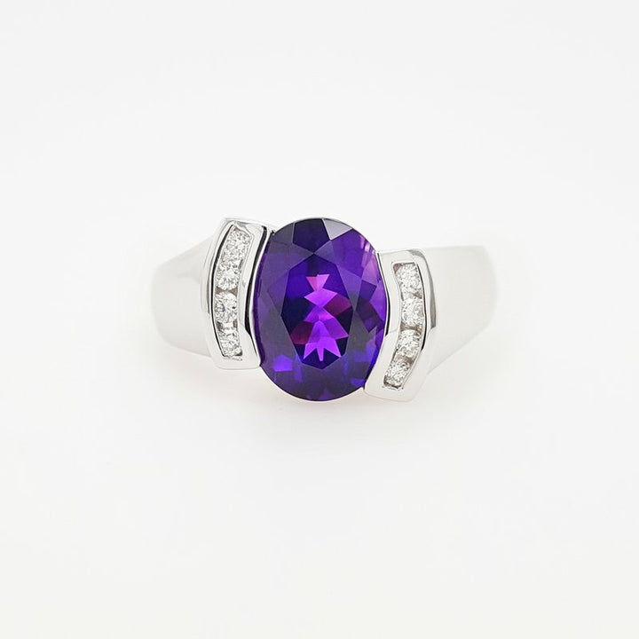 Amethyst Half Bezel Ring