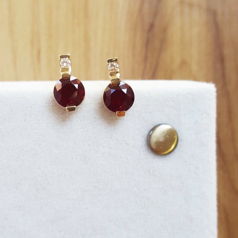 Arizona Anthill Garnet Gold Jewelry Bar Studs