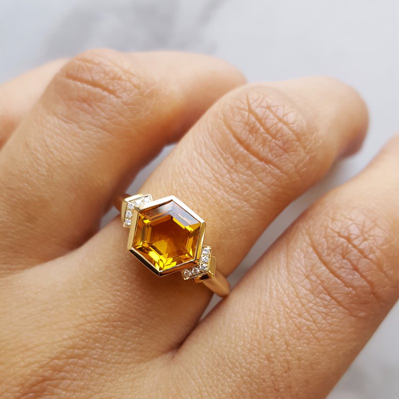 Sami Fine Jewelry Hexagon Citrine Ring