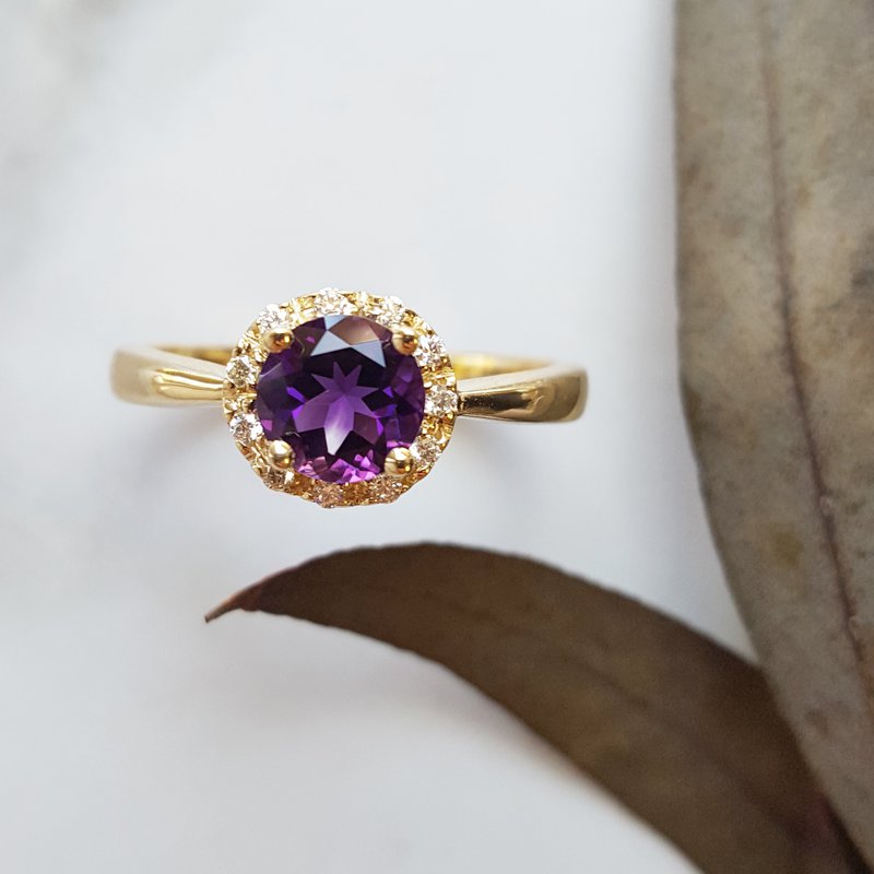Sami Fine Jewelry Solitare Gold Arizona Amethyst Ring 363528