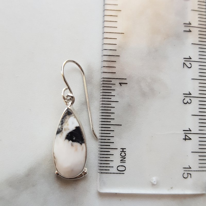 Arizona Turquoise and Inlaid Jewelry White Buffalo Turquoise Teardrop Earrings