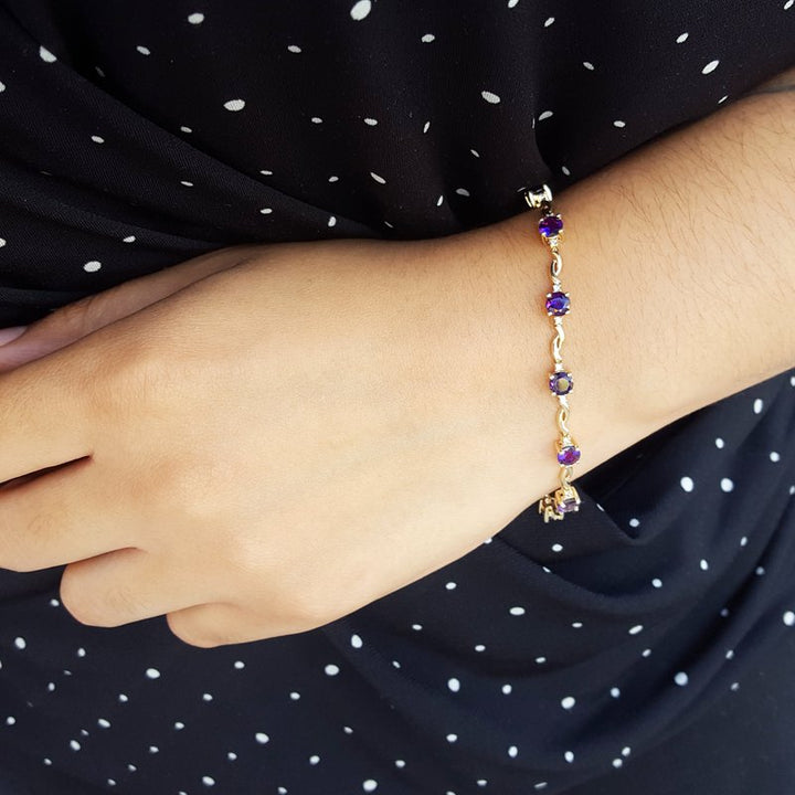   Arizona Amethyst Gold Jewelry Delicate Amethyst Tennis Bracelet 363053 - Sami Fine Jewelry
