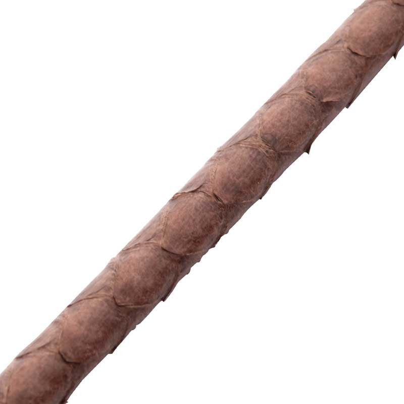 INOX Jewelry Brown Soft Python Snake Leather Bracelet with Hinged Polished Finish 925 Sterling Silver Clasp