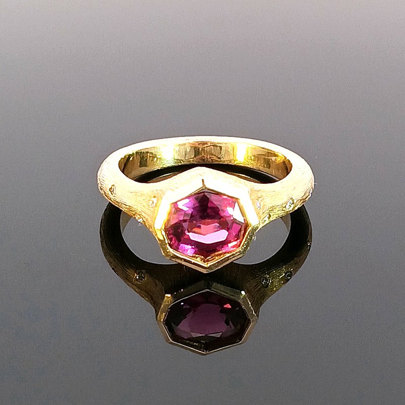 Luxury by Rene Hernandez Pink Tourmaline Hexagon Ring