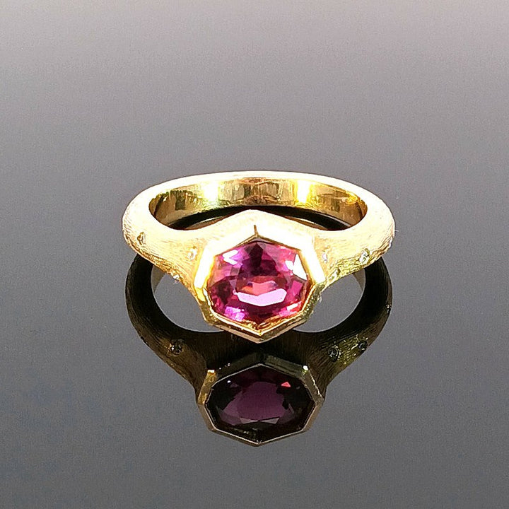 Luxury by Rene Hernandez Pink Tourmaline Hexagon Ring