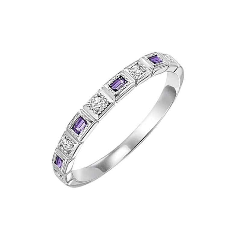  Gems One 14K White Gold Stackable Bezel Amethyst Band (1/12 Ct. Tw.) FR1226-4WD - Sami Fine Jewelry
