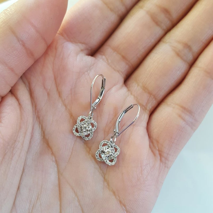 Gems One Diamond Infinity Love Heart Knot Dangle Earrings In 14k White Gold (1/4ctw)