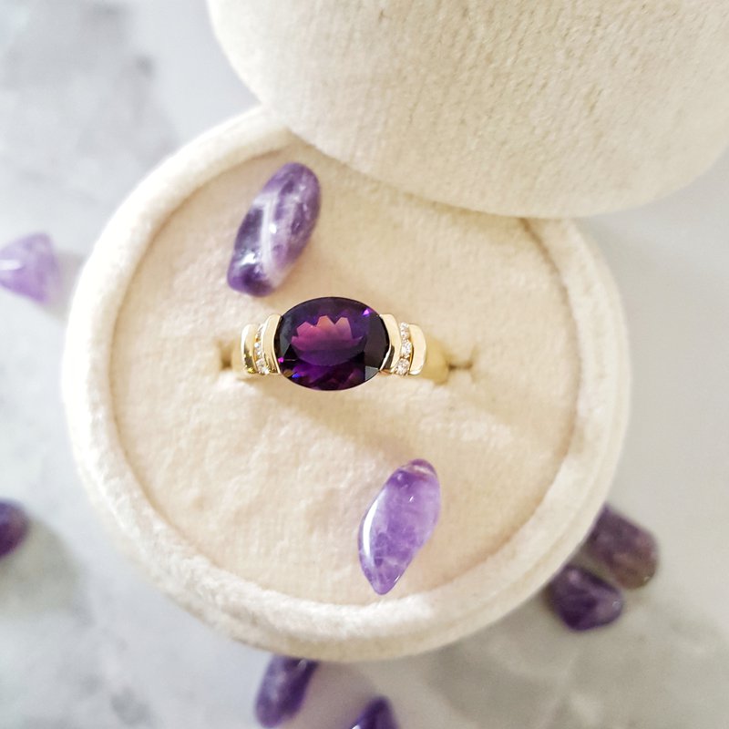 Amethyst Partial Bezel Ring