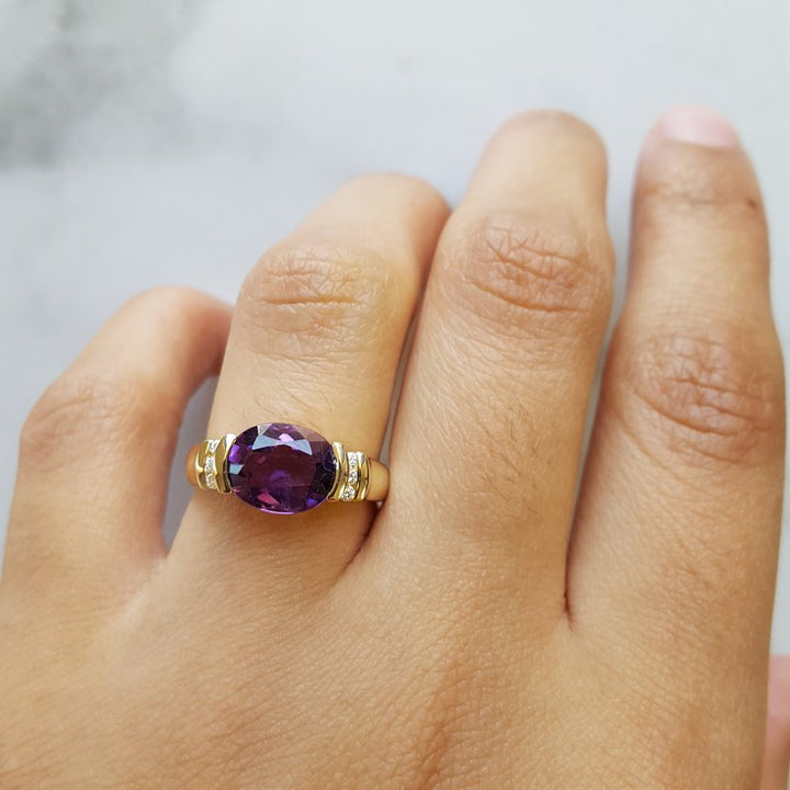 Amethyst Partial Bezel Ring