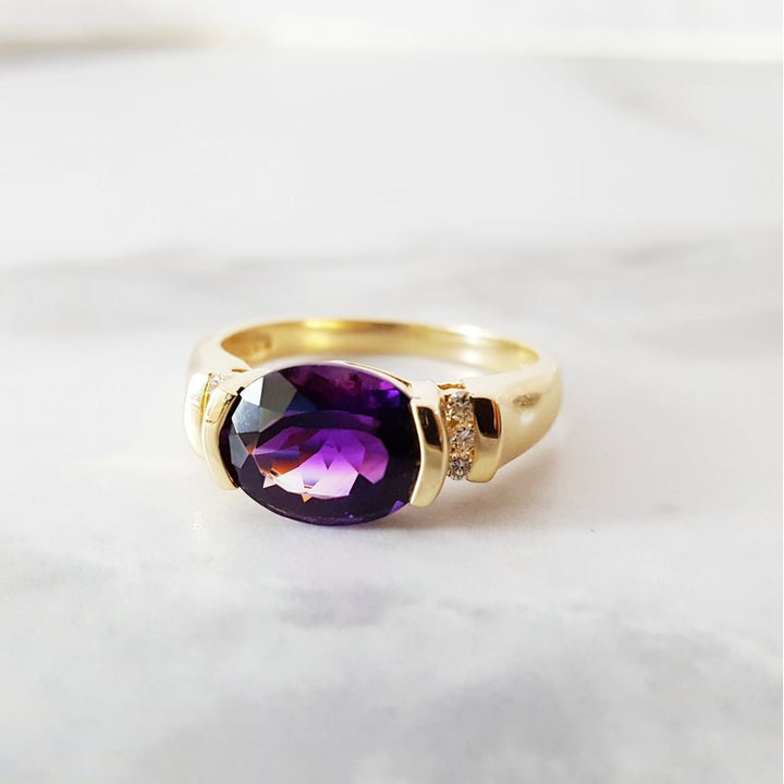 Amethyst Partial Bezel Ring